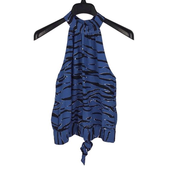Naked Zebra Blue Animal Print Sleeveless Blouse Top Women's Small S - Picture 1 of 4